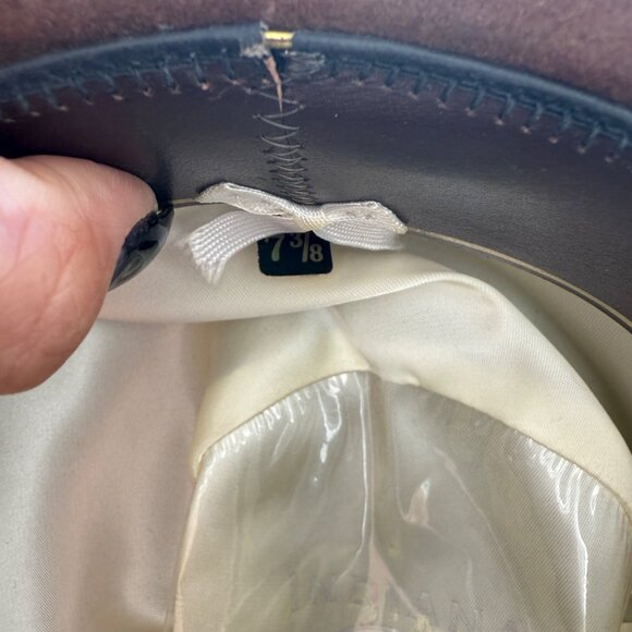 Custom Brown Straw Fedora Hat W/ Black Band & Embroidered Patch Design M/L - Picture 3 of 5